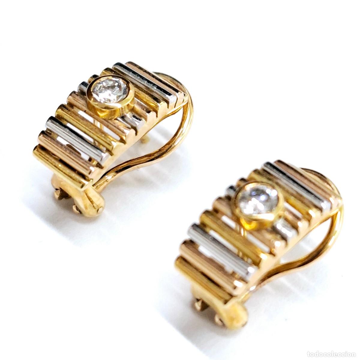 Joyeria: PRECIOSOS PENDIENTES DE ORO BLANCO Y AMARILLO CON DIAMANTES - Foto 11
