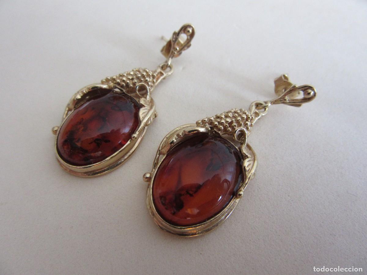 Joyeria: PENDIENTES DE AMBAR MONTADOS EN PLATA SOBREDORADA - Foto 1