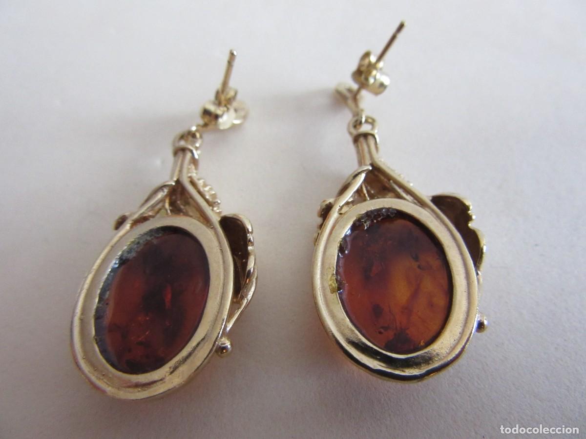 Joyeria: PENDIENTES DE AMBAR MONTADOS EN PLATA SOBREDORADA - Foto 2