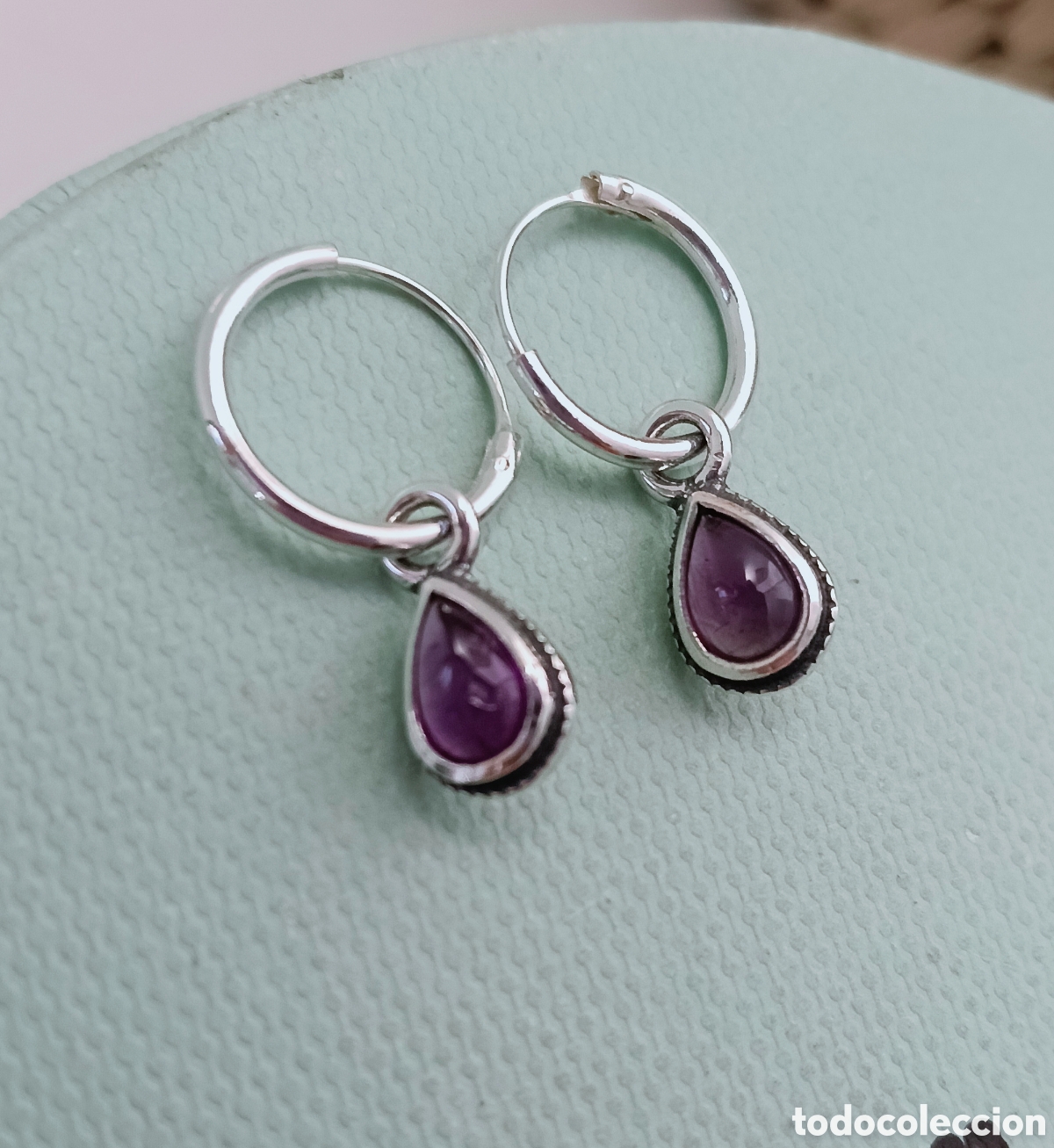 Joyeria: FANT&Aacute;STICOS PENDIENTES DE PLATA DE LEY Y AMATISTA. REF S5 MICAJ - Foto 1