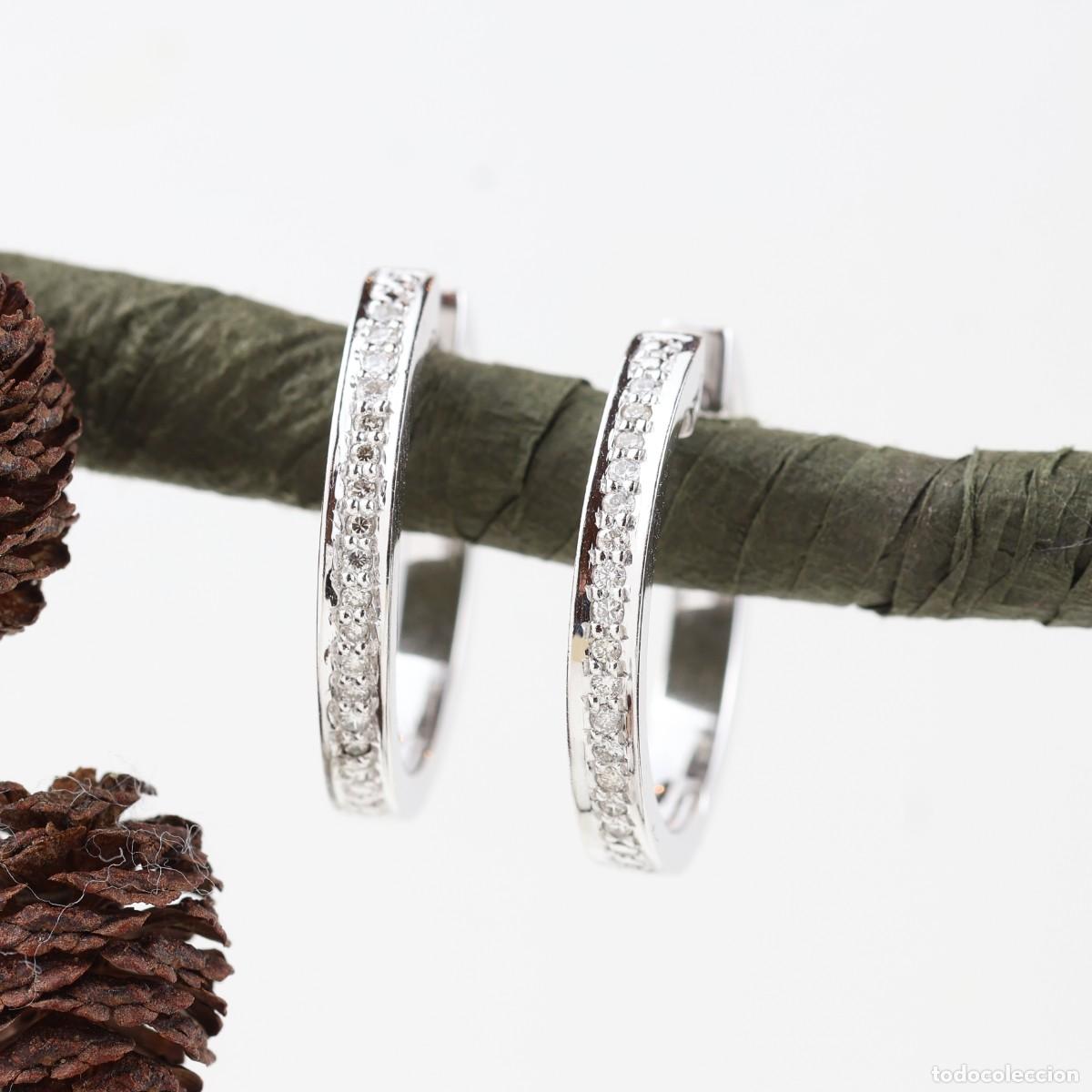 Joyeria: Pendientes aro oro blanco con brillantes - Foto 1