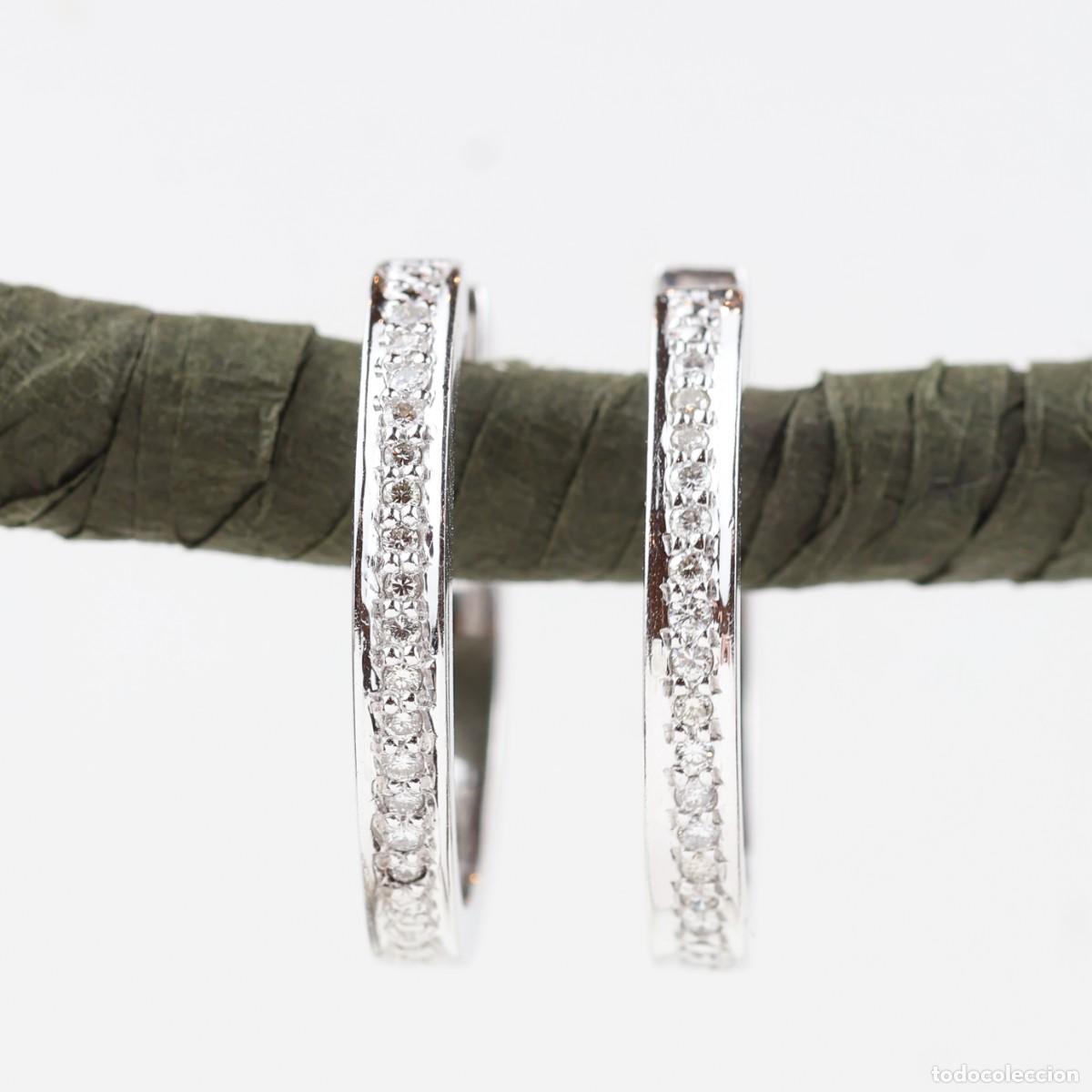 Joyeria: Pendientes aro oro blanco con brillantes - Foto 2