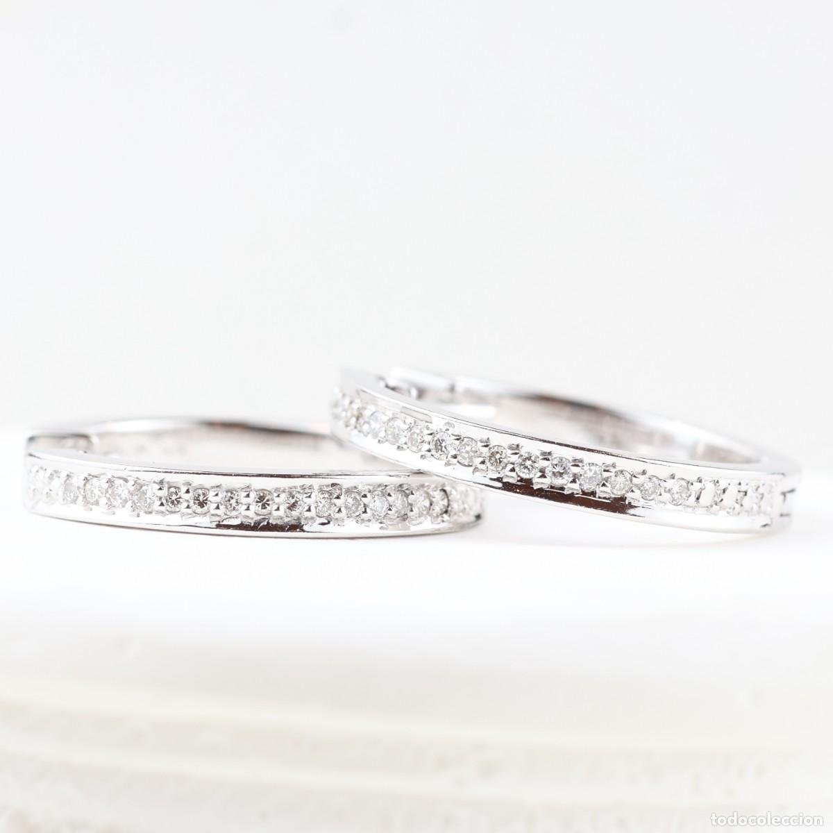 Joyeria: Pendientes aro oro blanco con brillantes - Foto 4