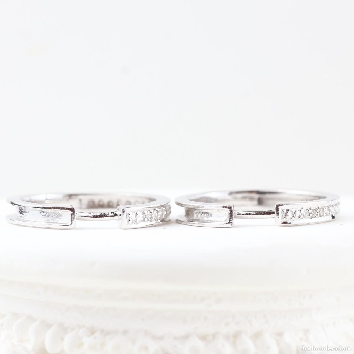 Joyeria: Pendientes aro oro blanco con brillantes - Foto 5