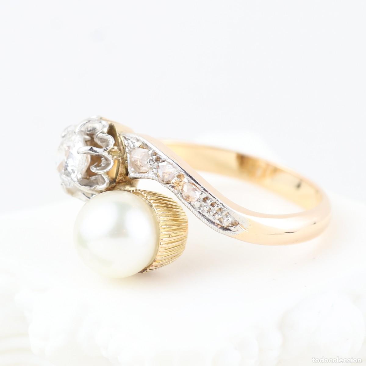 Joyeria: Anillo vintage oro con diamantes y perla - Foto 3