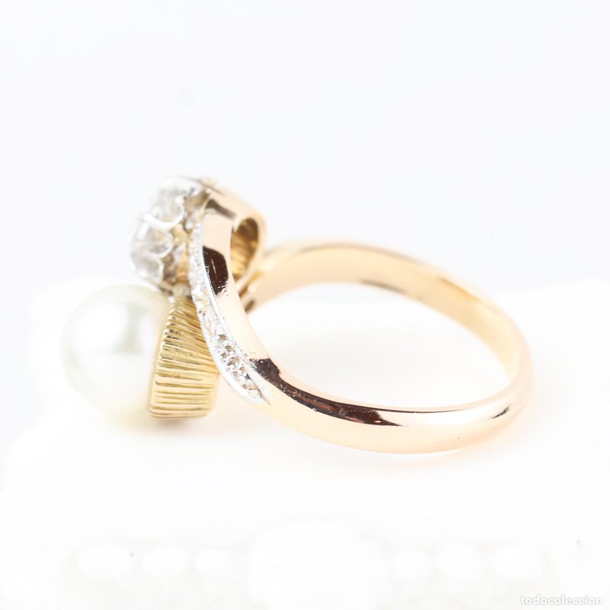 Joyeria: Anillo vintage oro con diamantes y perla - Foto 4
