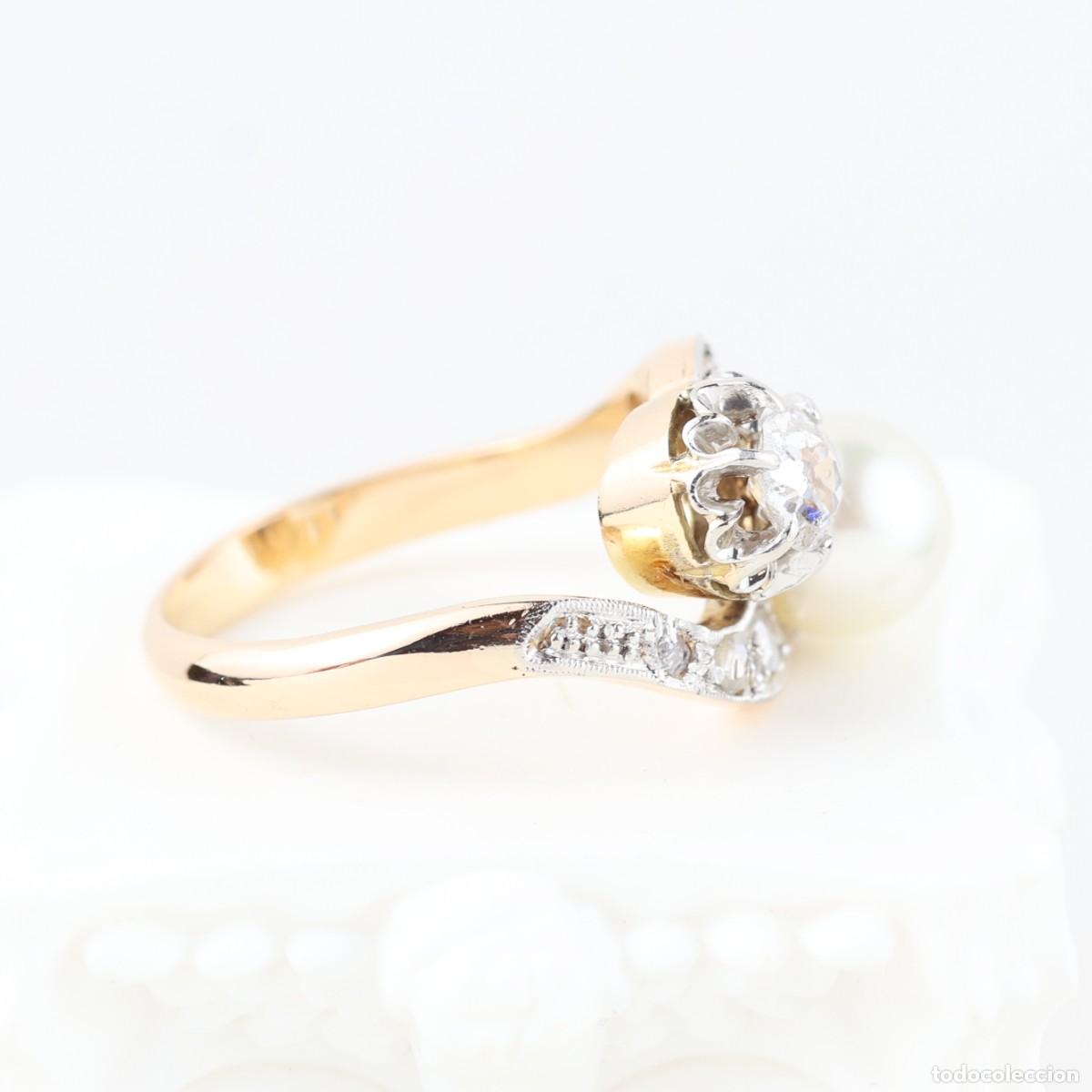 Joyeria: Anillo vintage oro con diamantes y perla - Foto 6