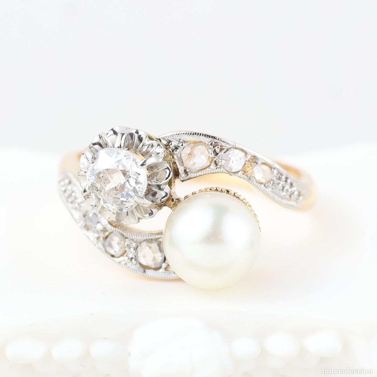Joyeria: Anillo vintage oro con diamantes y perla - Foto 8