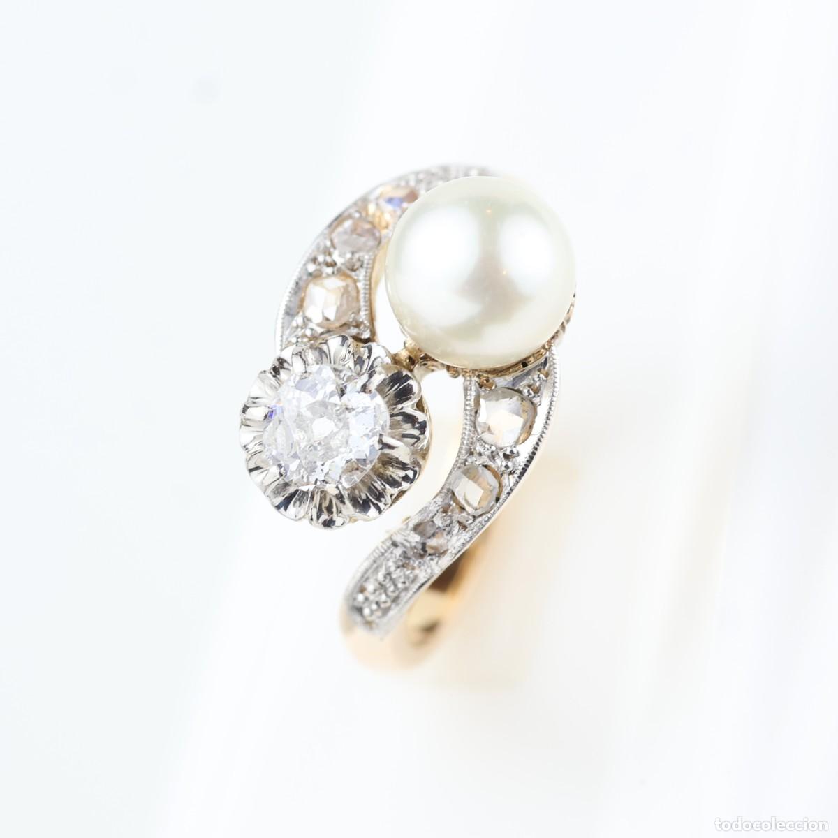 Joyeria: Anillo vintage oro con diamantes y perla - Foto 9