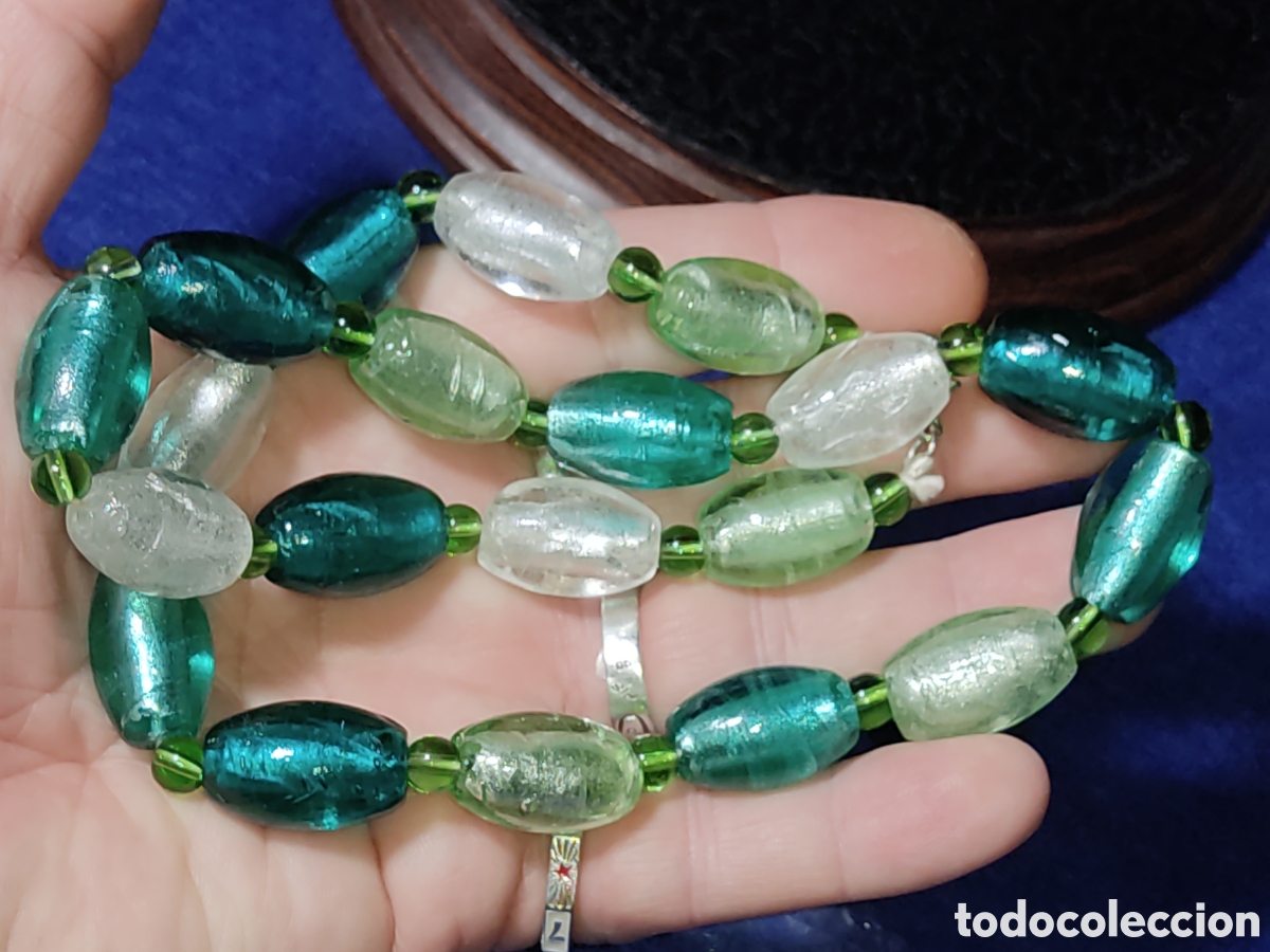 Joyeria: Collar de barriles de cristal de Murano.Vintage. - Foto 4