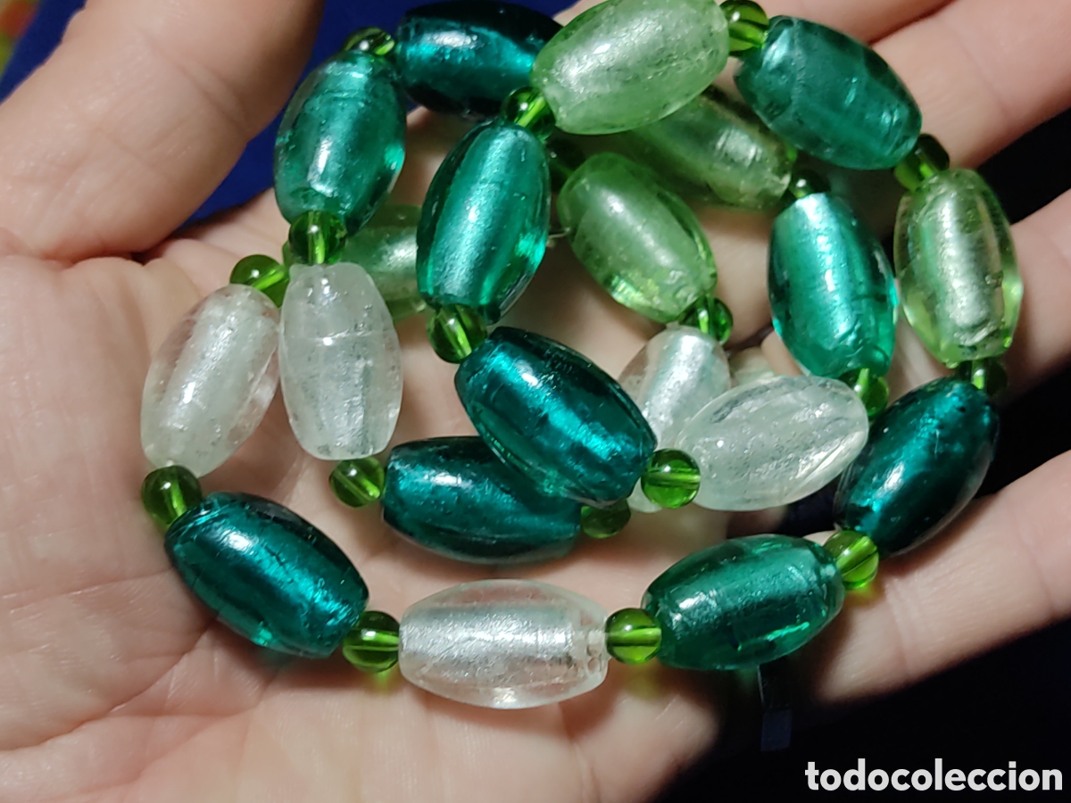 Joyeria: Collar de barriles de cristal de Murano.Vintage. - Foto 6