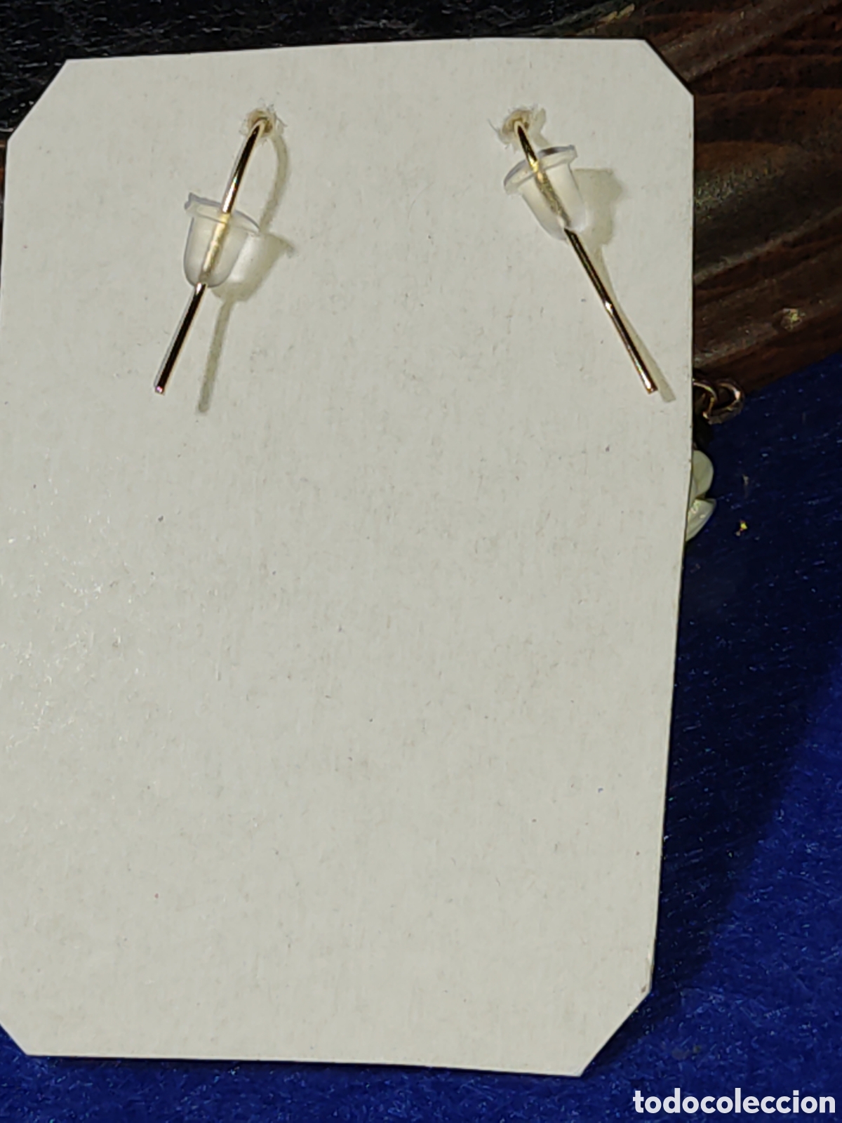 Joyeria: Pendientes de opalina roja y cinabrio flor del loto.Vintage. - Foto 5
