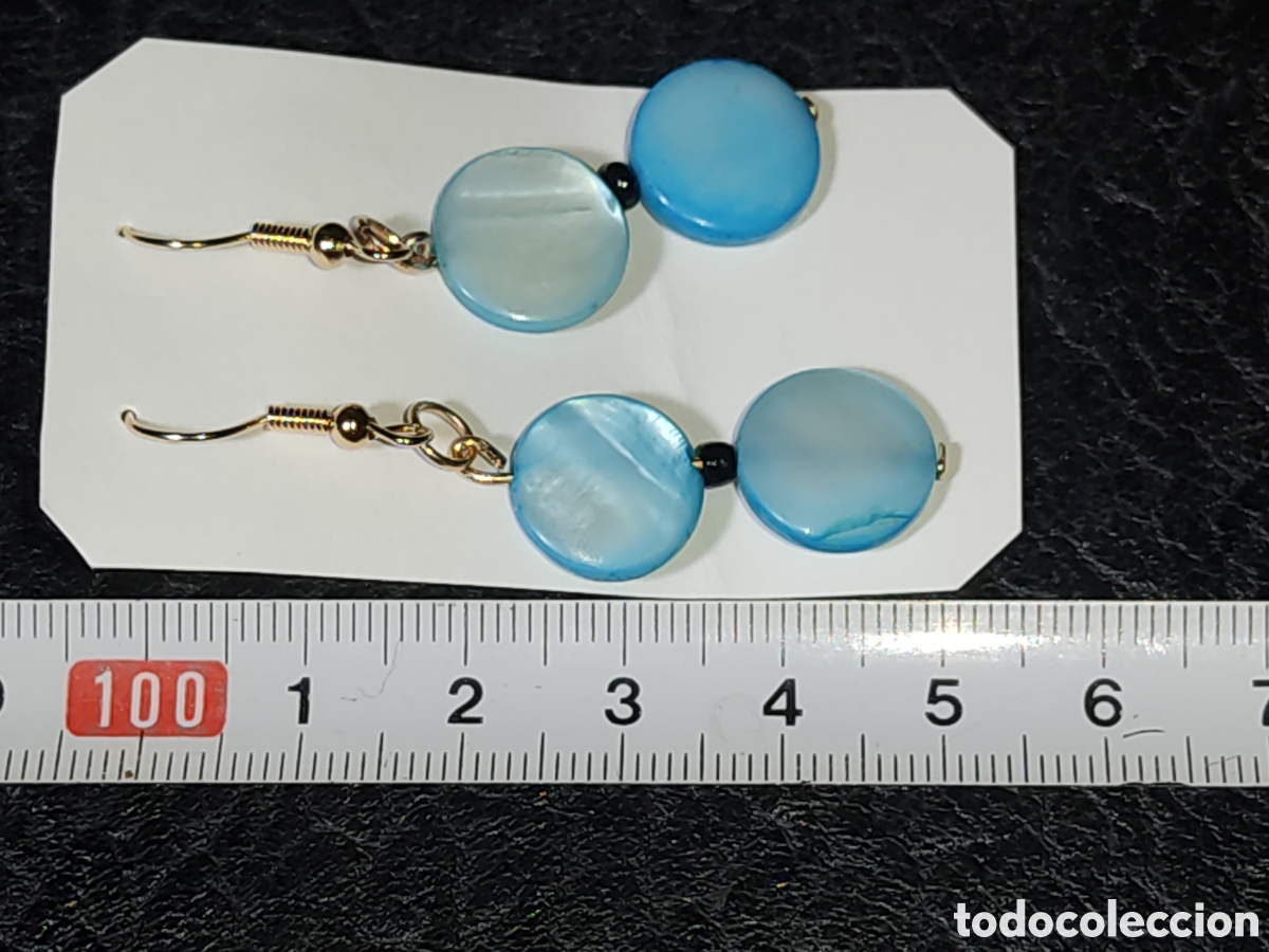 Joyeria: Pendientes de lentejas de n&aacute;car azul. - Foto 3