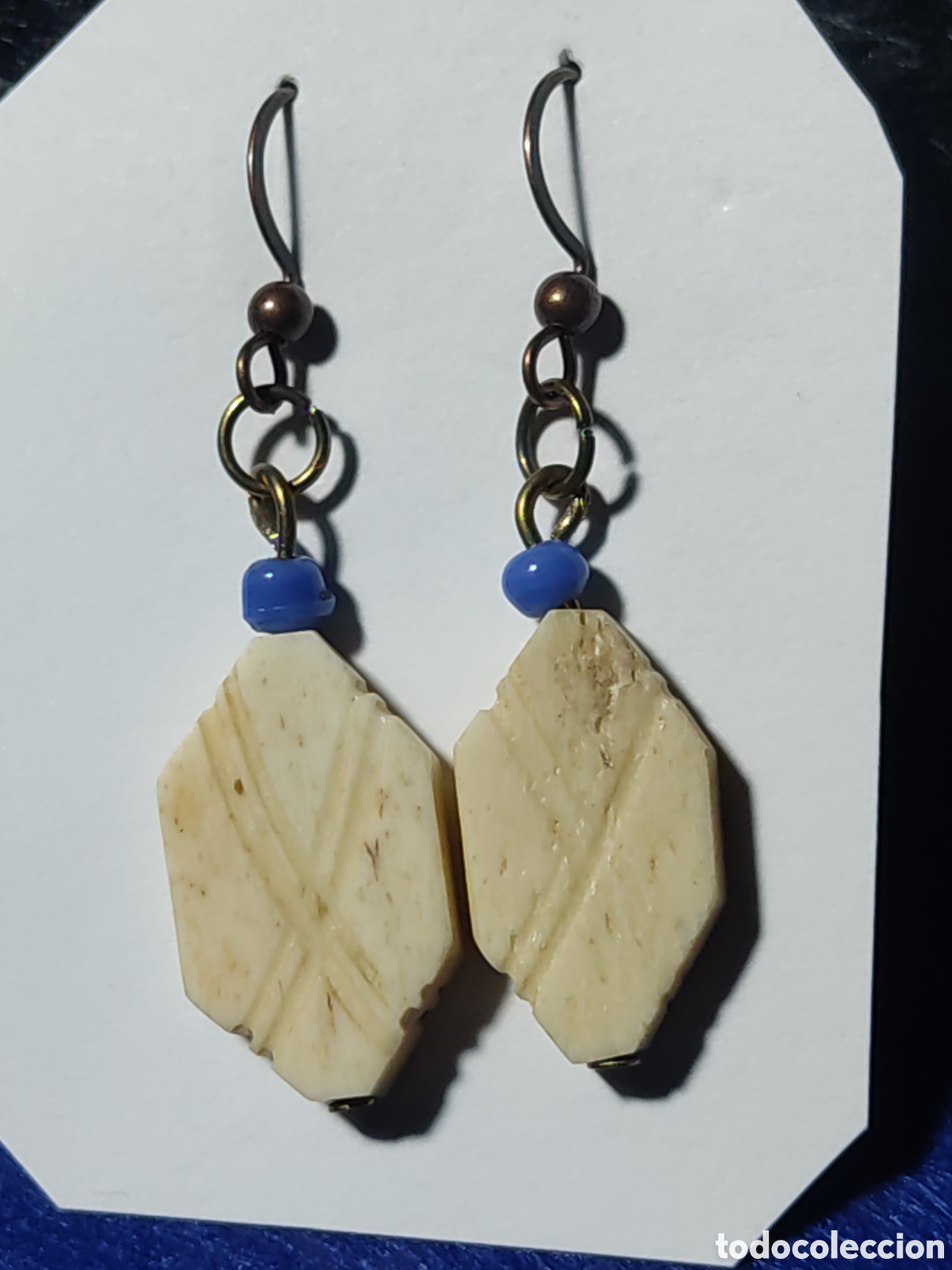 Joyeria: Pendientes de hueso.Vintage. - Foto 2