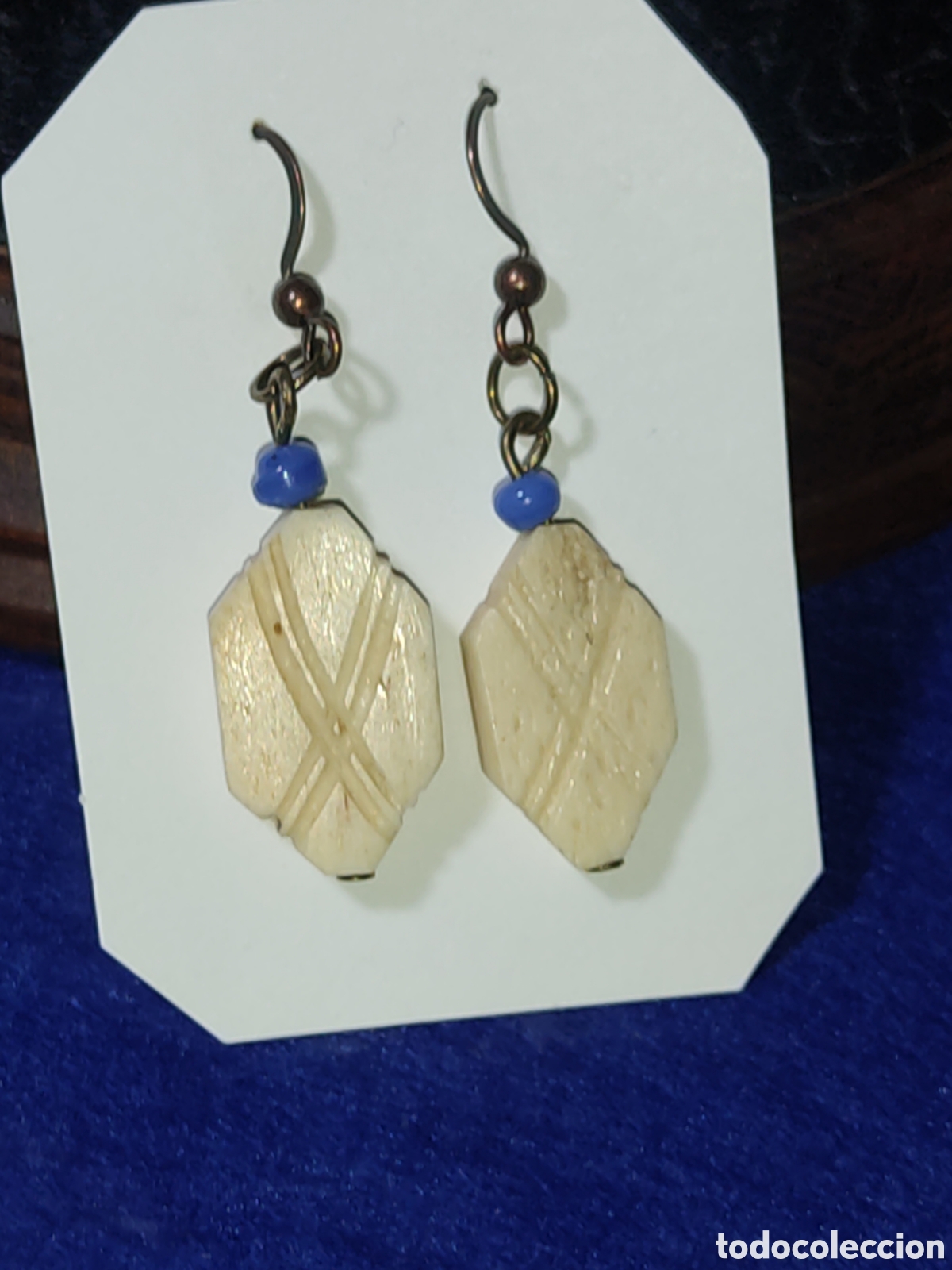 Joyeria: Pendientes de hueso.Vintage. - Foto 5