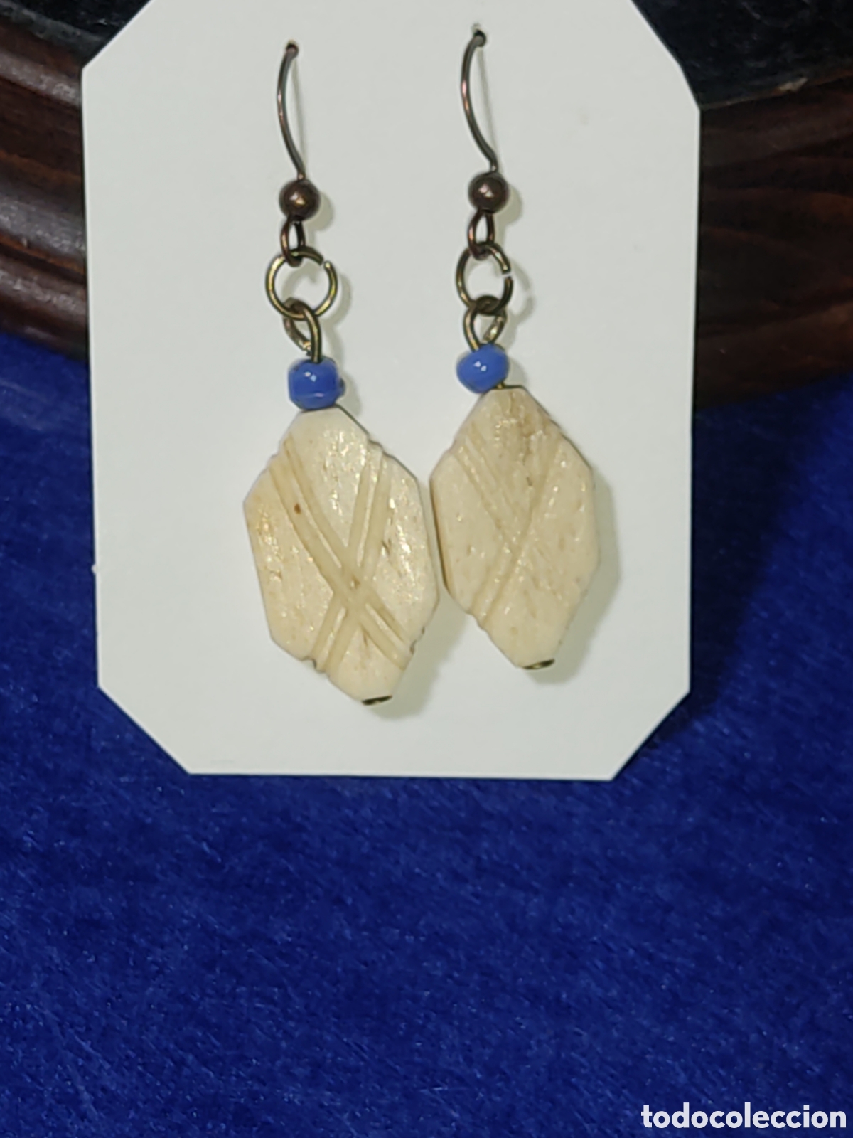 Joyeria: Pendientes de hueso.Vintage. - Foto 1