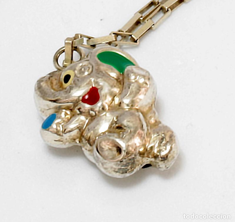Joyeria: COLLAR CON FIGURA TRIDIMENSIONAL, CADENA Y ELEFANTE EN PLATA - Foto 2