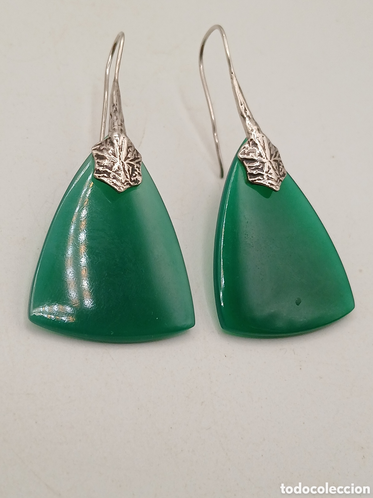 Joyeria: Pendientes plata 925mls y &aacute;gata verde - Foto 1
