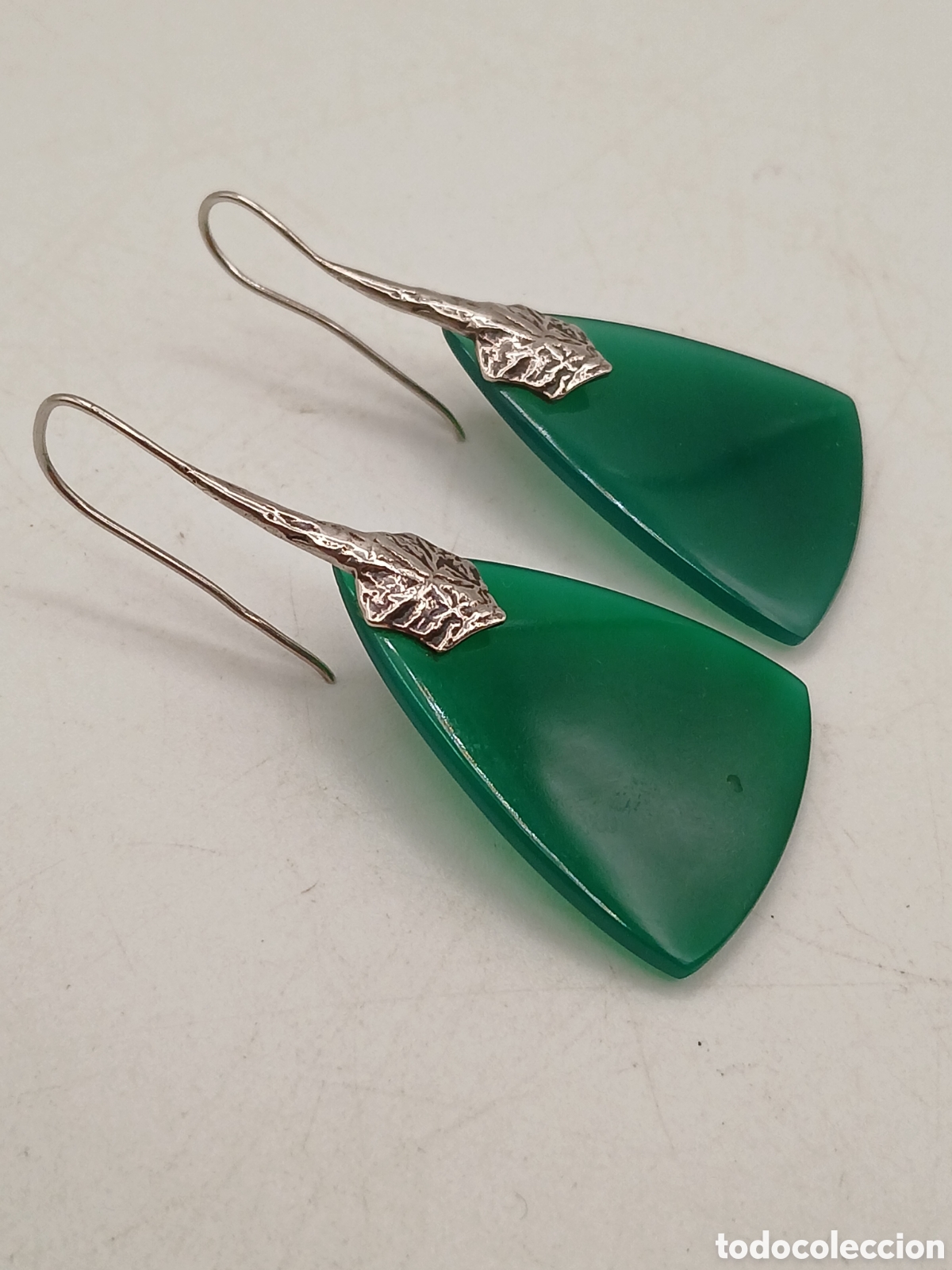 Joyeria: Pendientes plata 925mls y &aacute;gata verde - Foto 2
