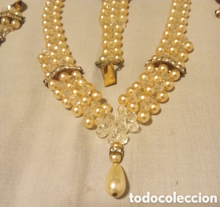 Joyeria: JUEGO ANTIGUO DE COLLAR PULSERA Y 4 PENDIENTES DE PERLAS - Foto 2