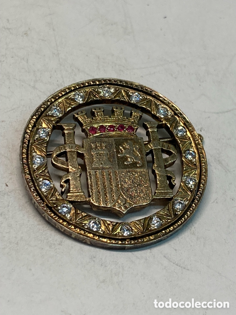 Joyeria: BROCHE DE PLATA CHAPADA ORO CON CIRCONITAS Y RUBIS DE MONEDAS /B105 - Foto 1