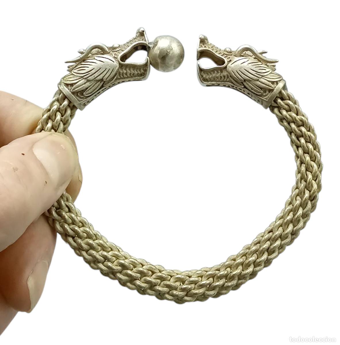Joyeria: + BONITA PULSERA DE DRAGONES EN PLATA ENTRELAZADA - Foto 1