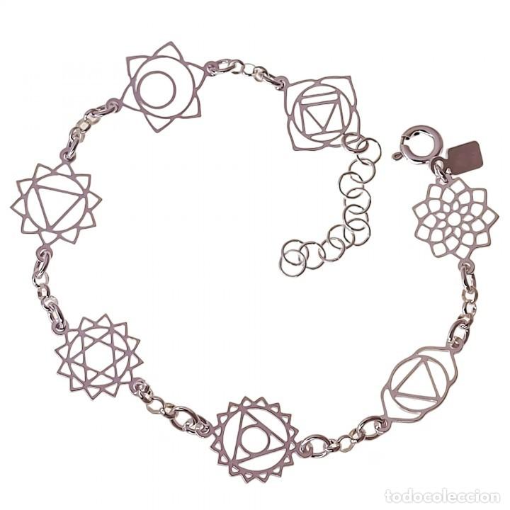 Joyeria: pulsera, collar, pendientes chakras en plata de ley ajustable - Foto 1