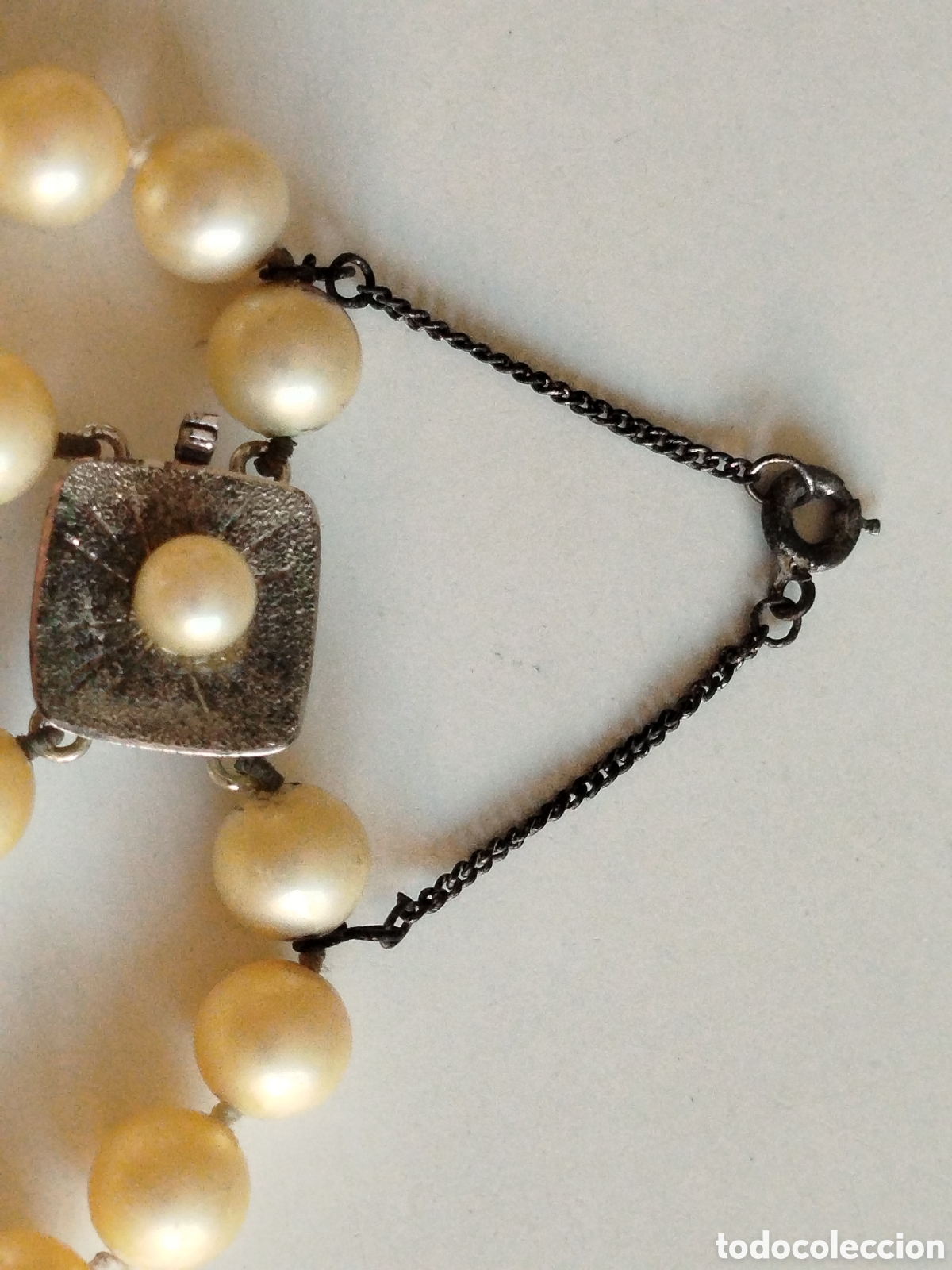 Joyeria: Antiguo collar de perlas con broche plateado. - Foto 2