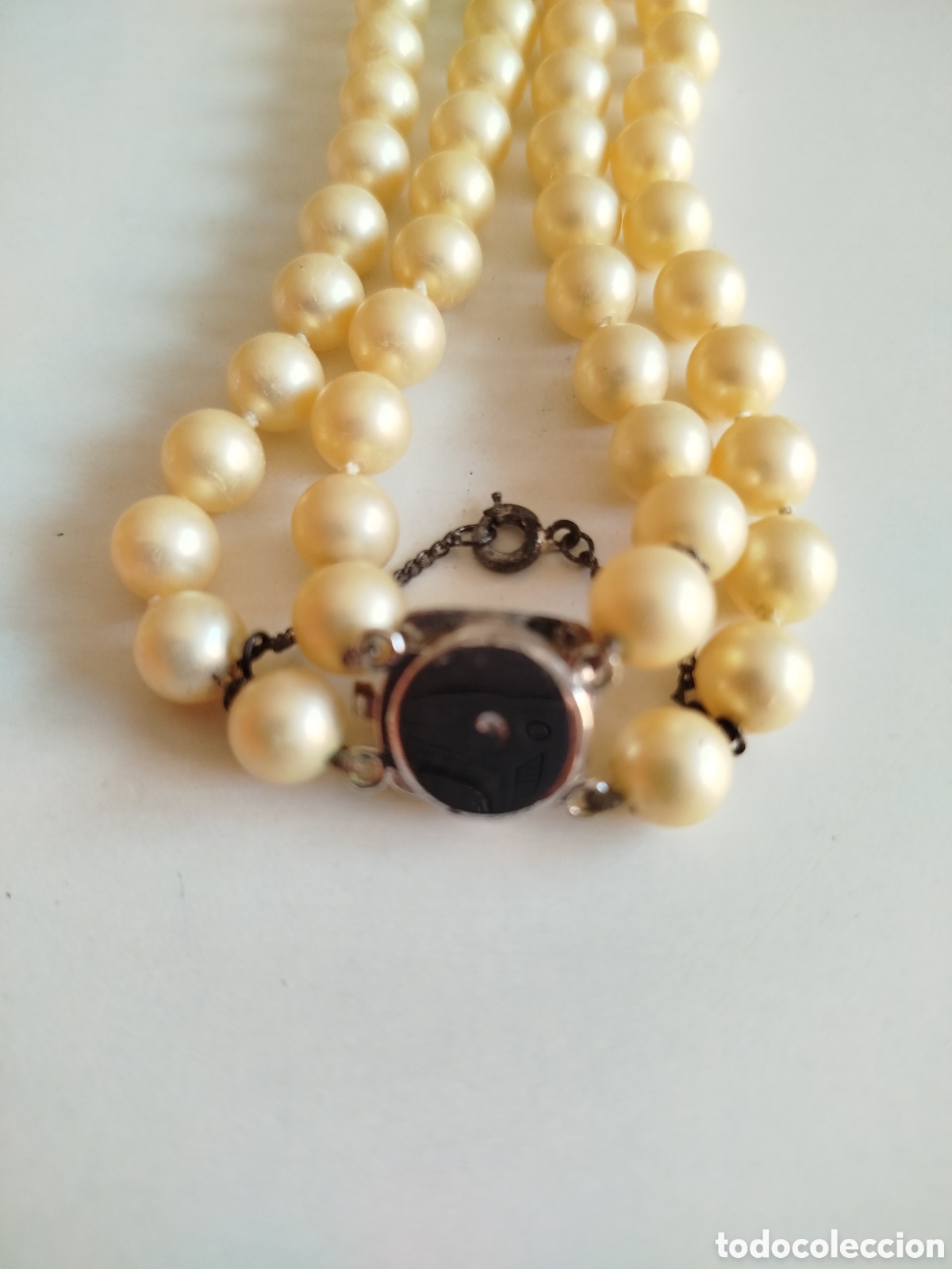 Joyeria: Antiguo collar de perlas con broche plateado. - Foto 4