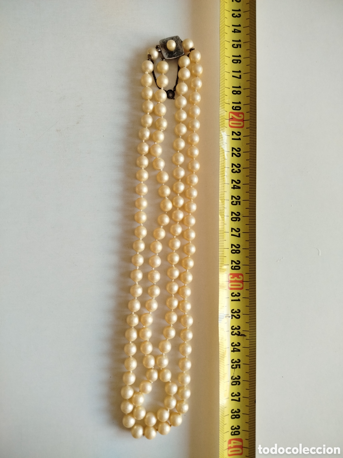 Joyeria: Antiguo collar de perlas con broche plateado. - Foto 5