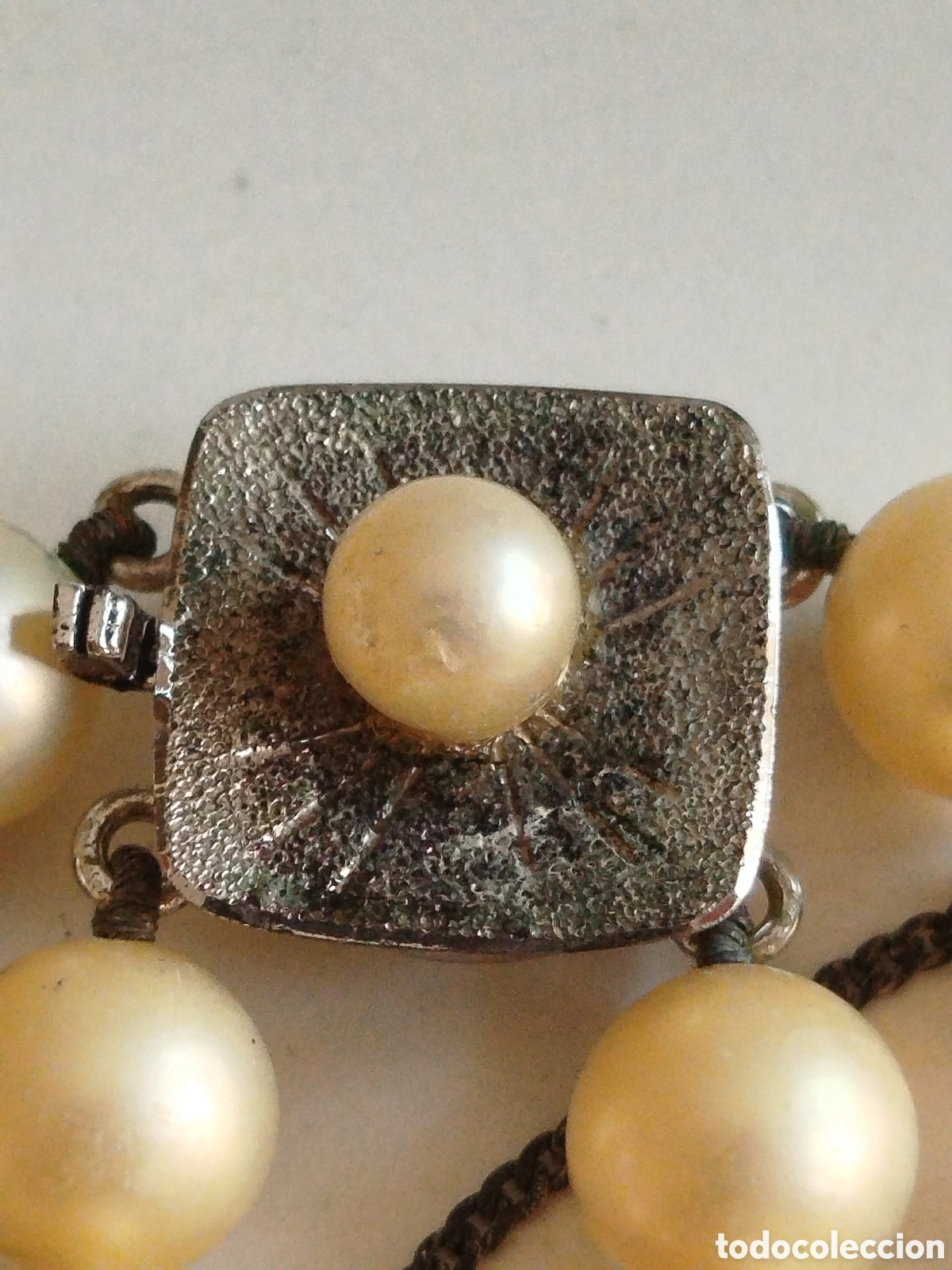 Joyeria: Antiguo collar de perlas con broche plateado. - Foto 7