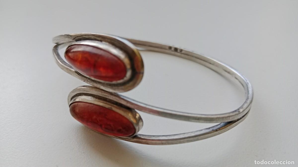 Joyeria: PULSERA VINTAGE DE PLATA DECORADA CON &Aacute;MBAR - Foto 1