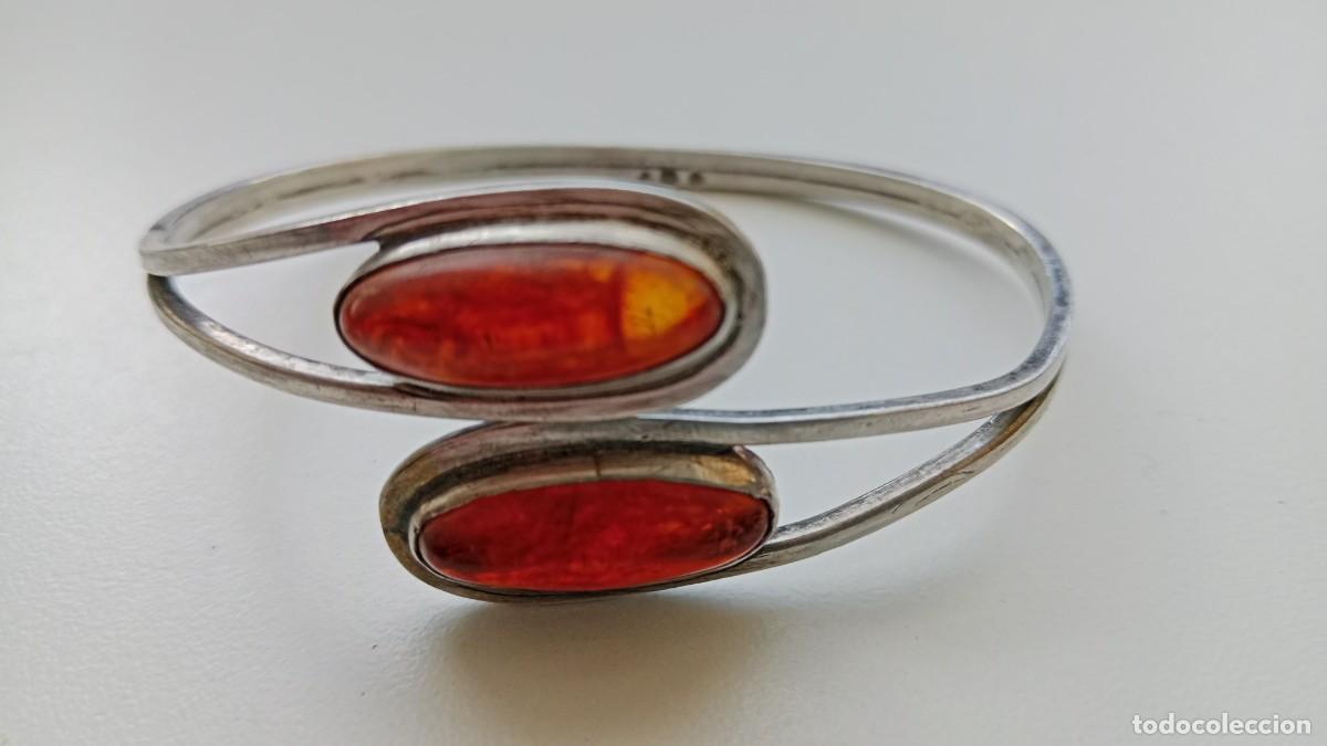 Joyeria: PULSERA VINTAGE DE PLATA DECORADA CON &Aacute;MBAR - Foto 3