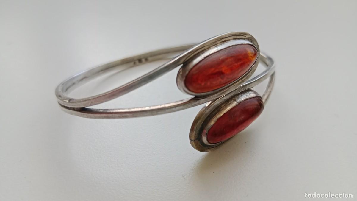 Joyeria: PULSERA VINTAGE DE PLATA DECORADA CON &Aacute;MBAR - Foto 5
