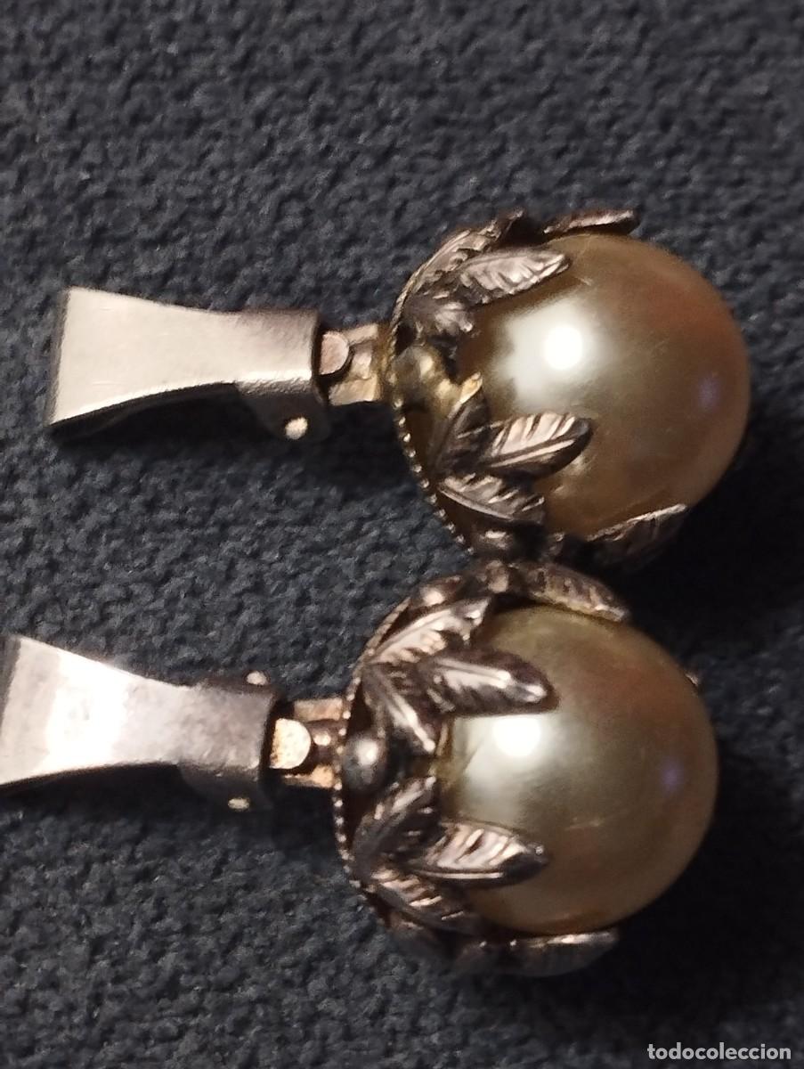 Joyeria: Antiguos pendientes de plata y gran perla - Foto 3