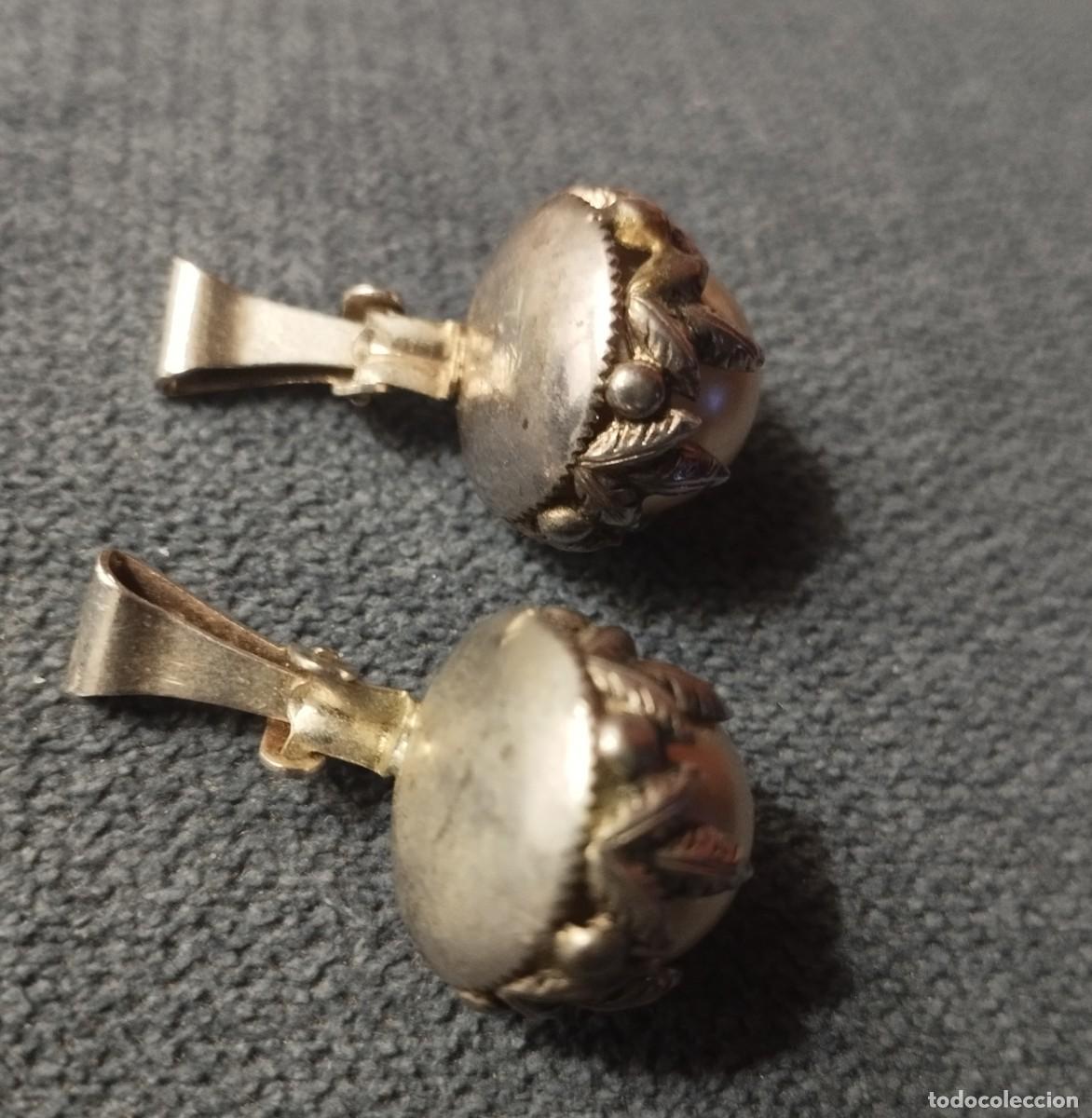 Joyeria: Antiguos pendientes de plata y gran perla - Foto 4