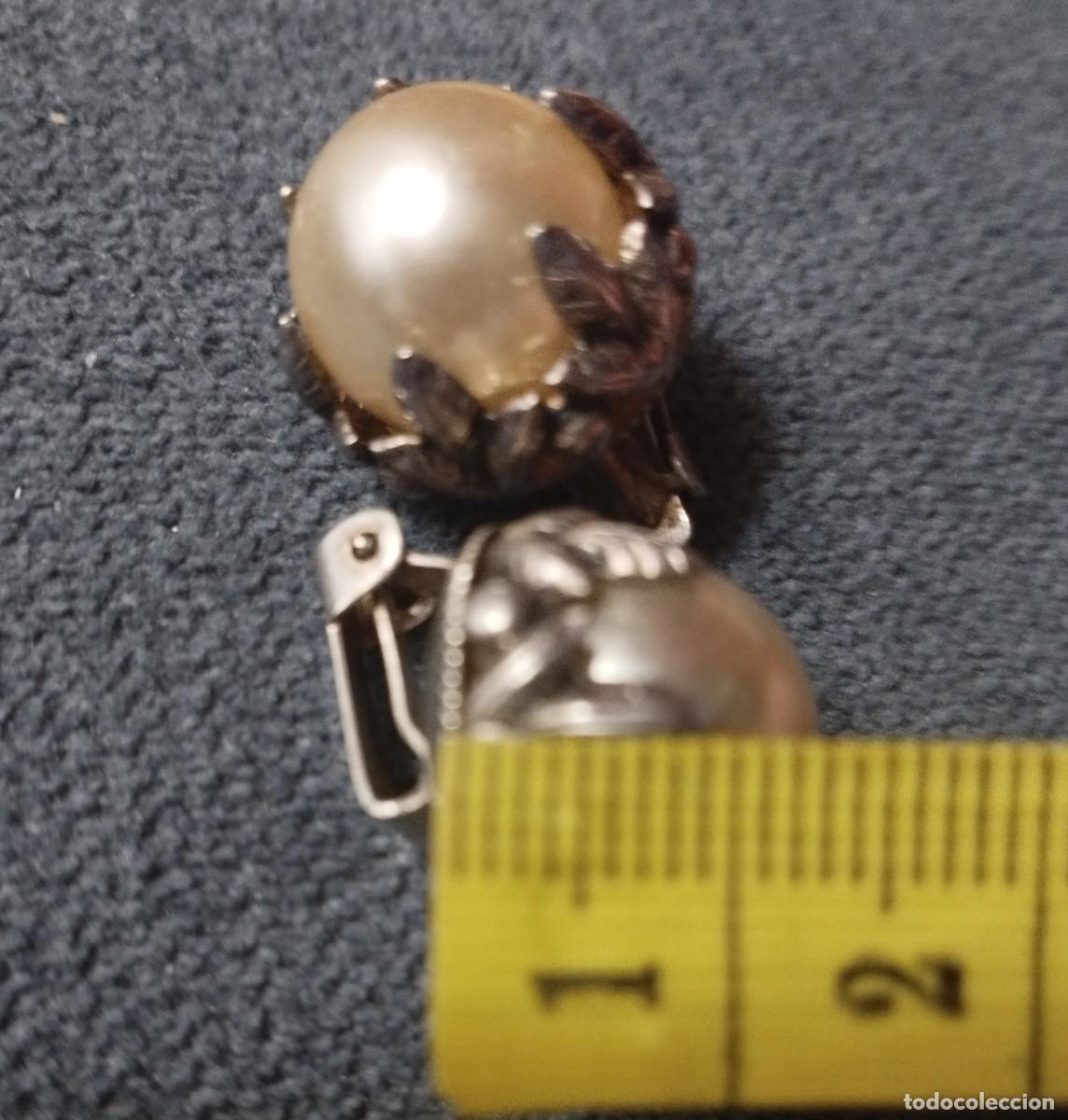 Joyeria: Antiguos pendientes de plata y gran perla - Foto 6