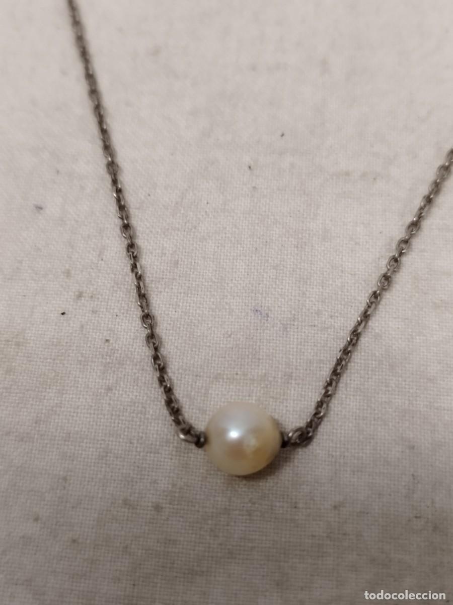 Joyeria: Antigua cadena, collar colgante, con perla. - Foto 2