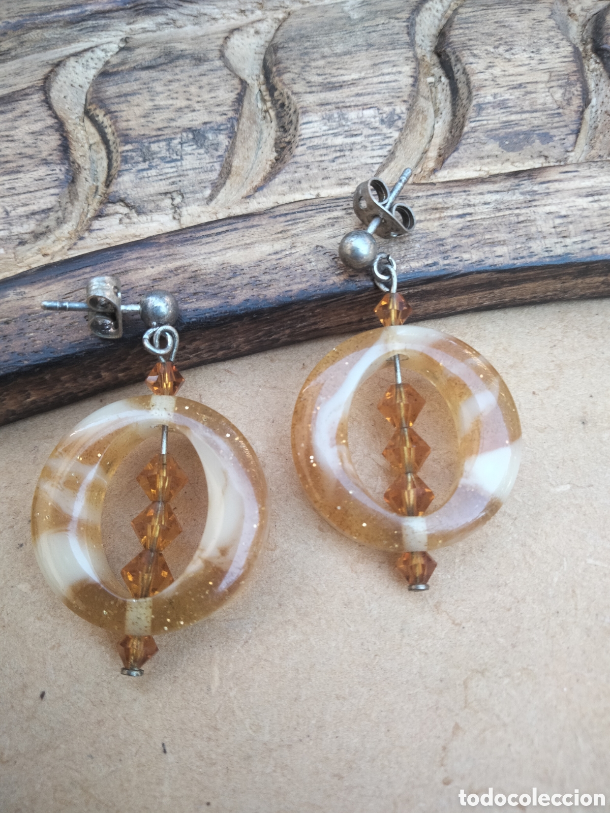 Joyeria: Antiguos pendientes en baquelita y plata - Foto 5
