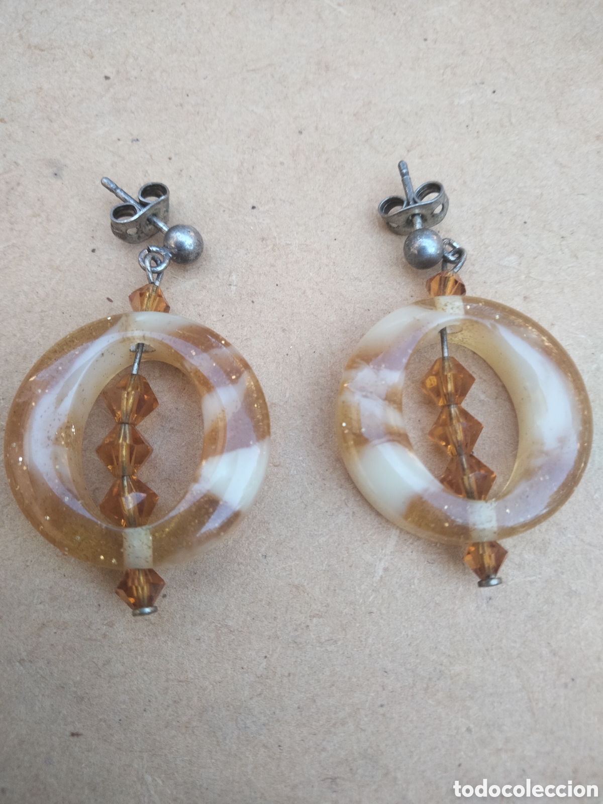 Joyeria: Antiguos pendientes en baquelita y plata - Foto 1