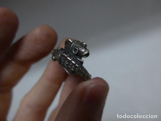 Joyeria: Antiguo anillo de plata de 2 peces, original - Foto 8