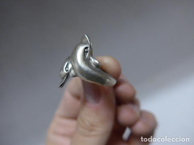 Joyeria: Antiguo anillo de plata de 2 delfines, original. Delfin. - Foto 4