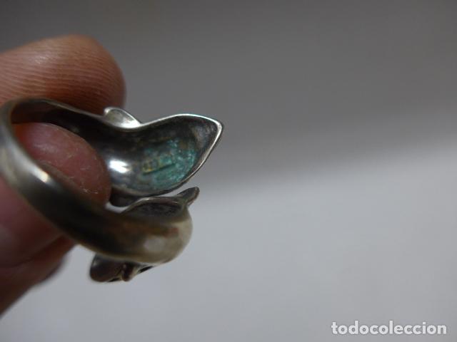 Joyeria: Antiguo anillo de plata de 2 delfines, original. Delfin. - Foto 8
