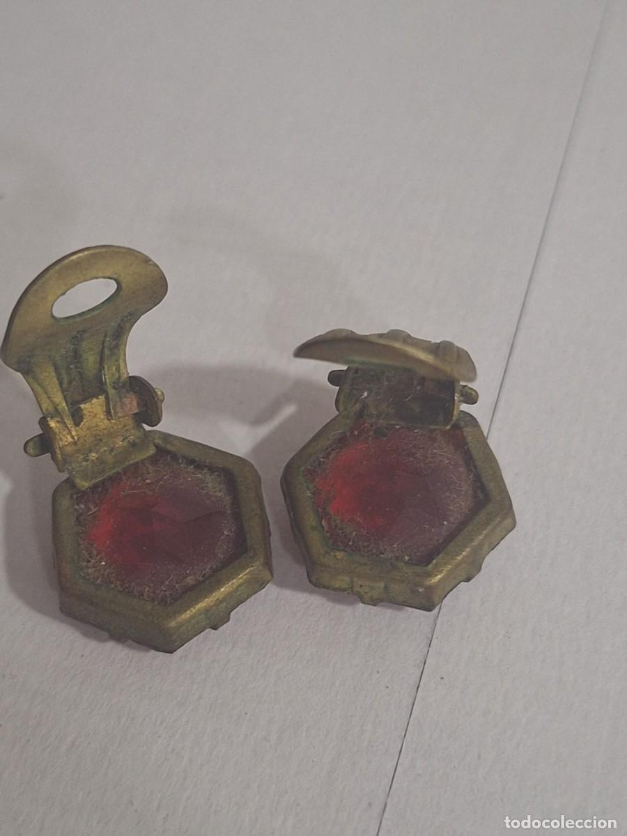Joyeria: Antiguos pendientes de lat&oacute;n y piedras - Foto 12
