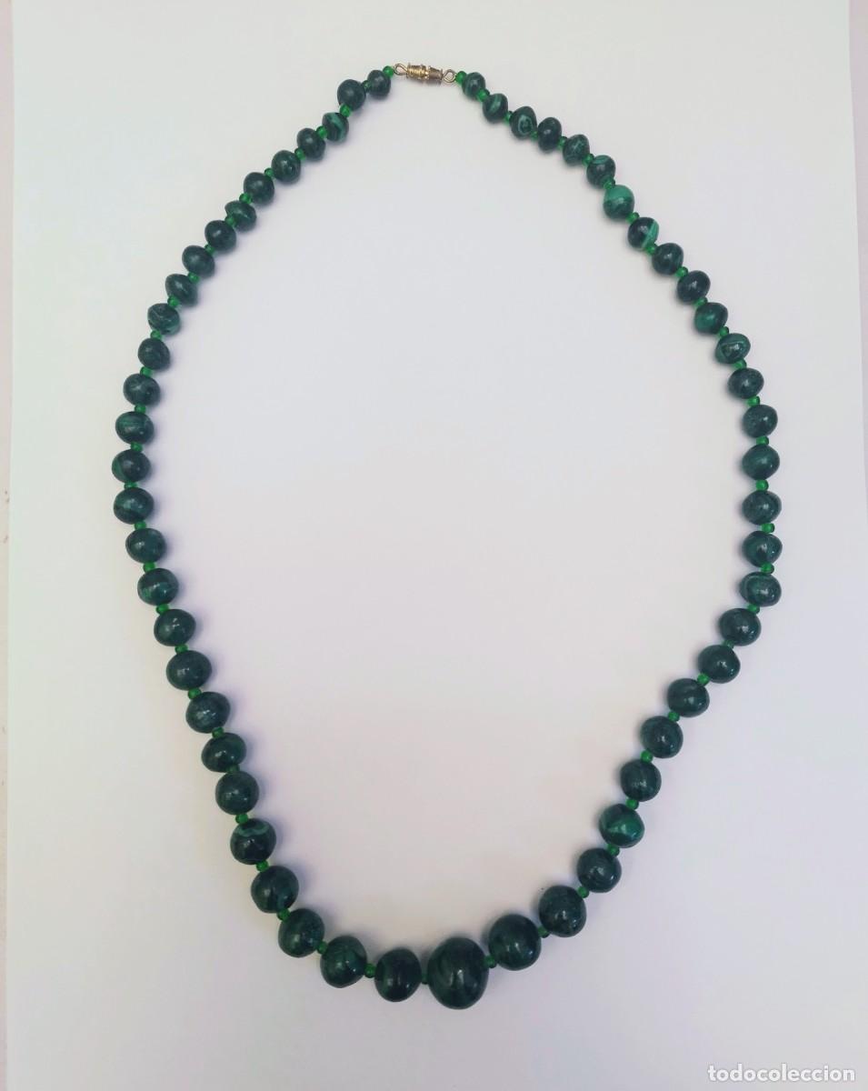 Joyeria: Collar de cuentas. Malaquita. 55cm - Foto 1