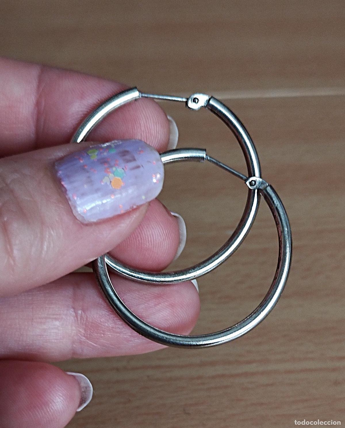 Joyeria: Pendientes de aro, plata de ley. - Foto 3