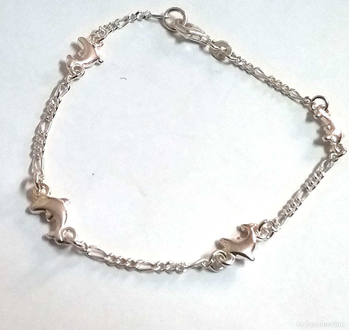 Joyeria: Pulsera delfines, Plata de Ley, 19cm - Foto 2