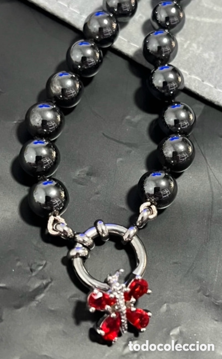 Joyeria: Collar de Hematites y broche de mariposa - Foto 2