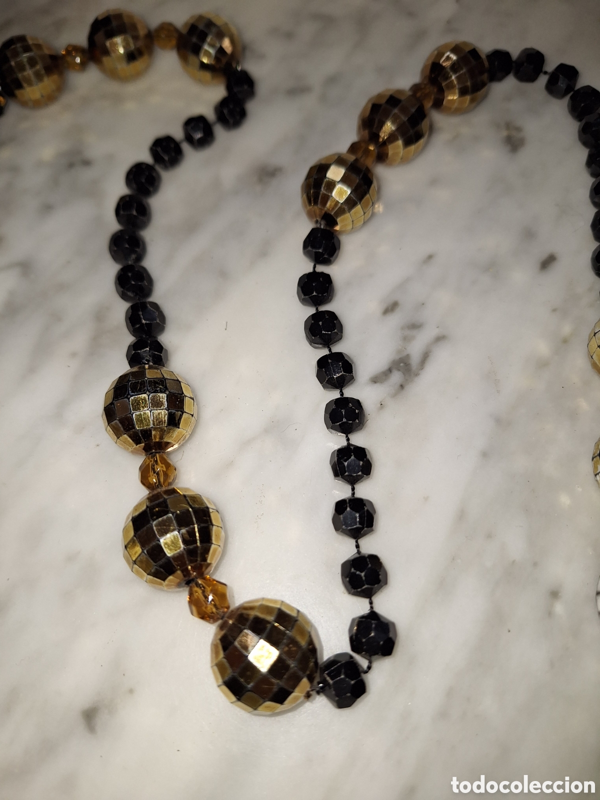 Joyeria: Collar de abalorios dorado y negro - Foto 2