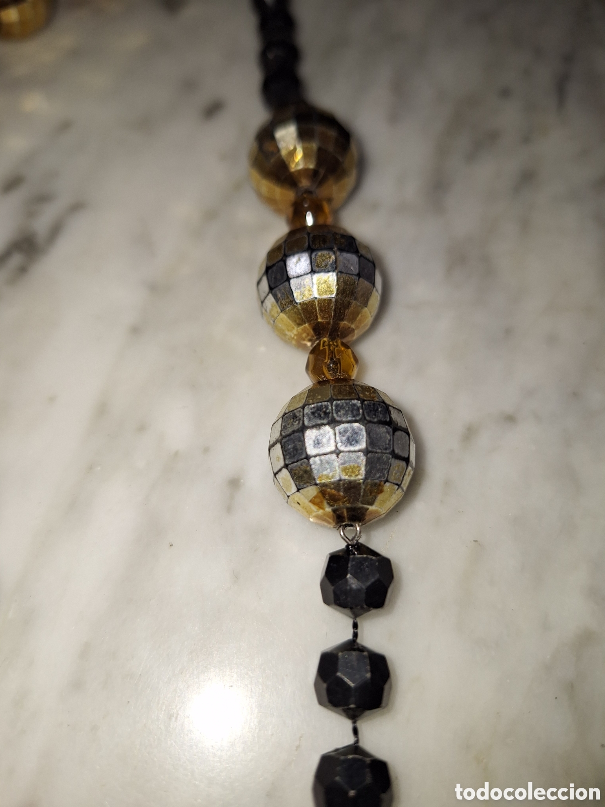 Joyeria: Collar de abalorios dorado y negro - Foto 3